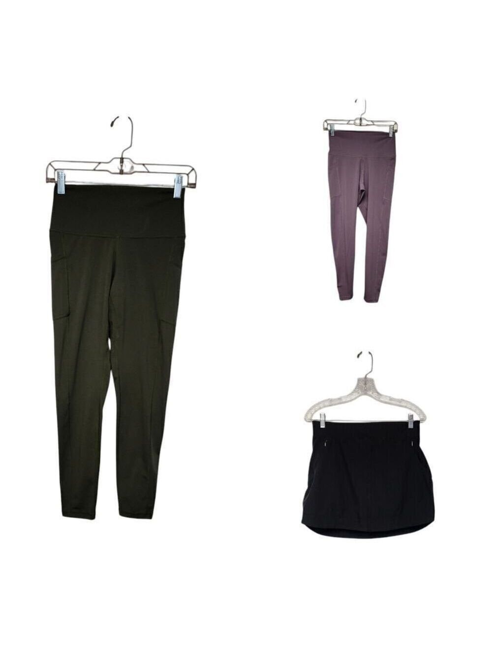 Colorfulkoala Activewear 25” Purple /Green Leggings & FREELY BLACK SKORT M